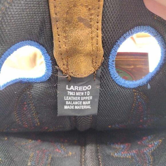 Laredo Mens 7 D Boot Western Boots Brown Blue, Brand New With Tags And Box - Picture 7 of 10